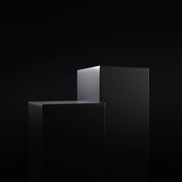 istock Luxury geometric black cubes podium stage in low light 1791889357