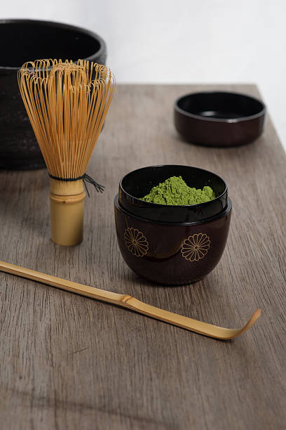 istock Japanese tea ceremony setting on wooden bench. 179189181