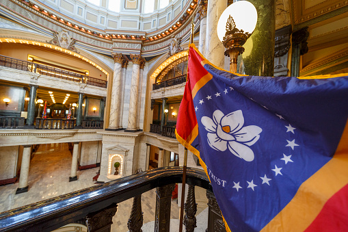 State flag in the Mississippi State Capitol building