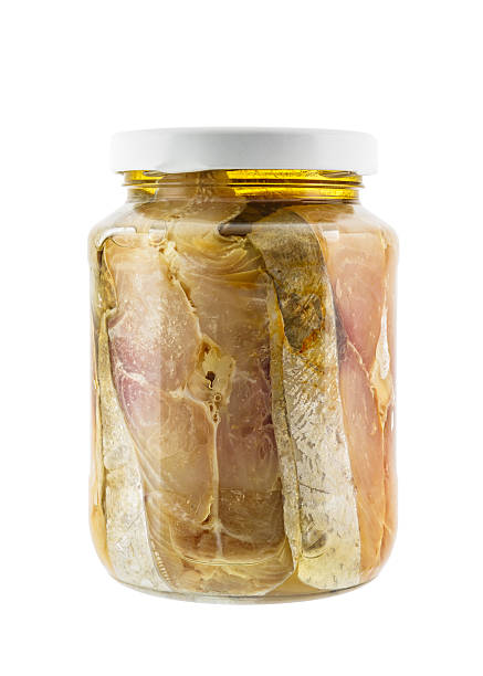 istock Glass jar of salted mackerel fish 179190197
