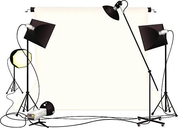 Vector illustration of Photography studio and lighting equipment
