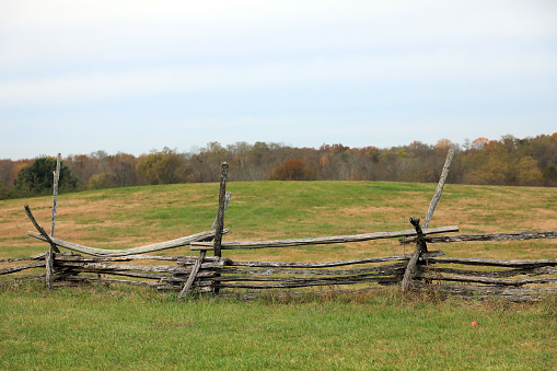 Battleground civil war fence in New Jersey field