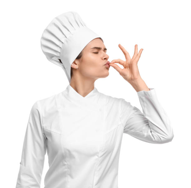 istock Female chef showing perfect sign on white background 1791946170