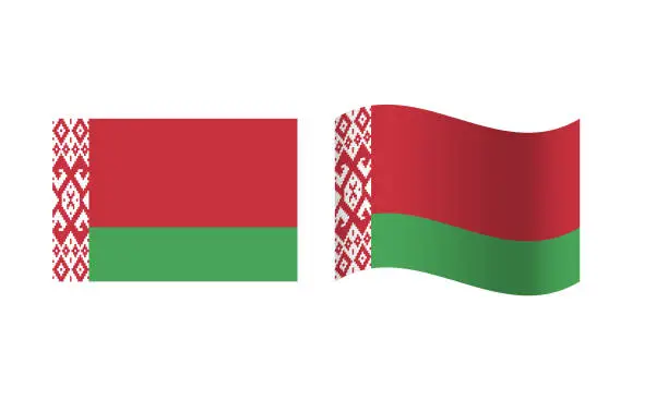 Vector illustration of Rectangle and Wave Belarus Flag Illustration