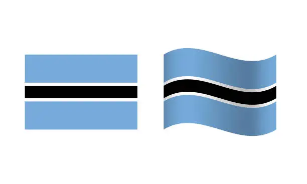 Vector illustration of Rectangle and Wave Botswana Flag Illustration