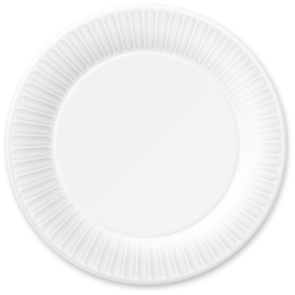 Disposable Paper Plate. Isolated on White. Vector Illustration.