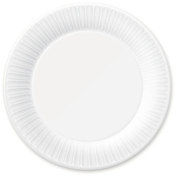 Disposable Paper Plate. Isolated on White. Disposable Paper Plate. Isolated on White. Vector Illustration. paper plate stock illustrations