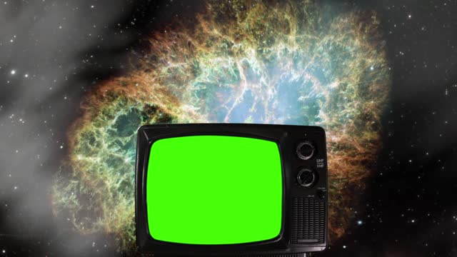 Crab Nebula and Vintage Television with Green Screen. Elements of this Video furnished by NASA.