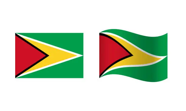 Vector illustration of Rectangle and Wave Guyana Flag Illustration