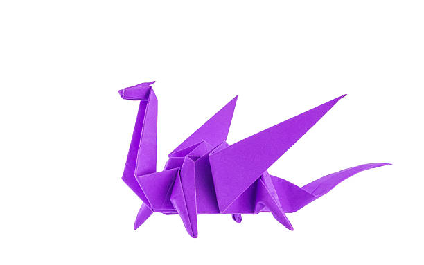 Origami purple dragon stock photo