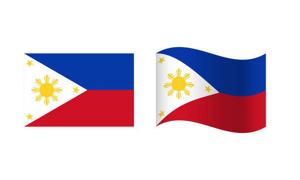 prostokąt i fala flaga filipiny ilustracja - philippines flag vector illustration and painting stock illustrations