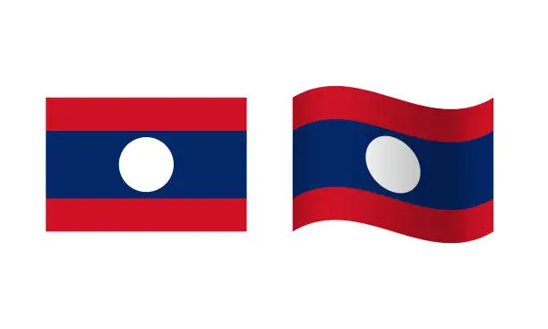 Vector illustration of Rectangle and Wave Laos Flag Illustration