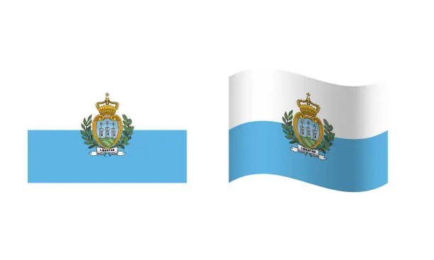 Vector illustration of Rectangle and Wave San Marino Flag Illustration