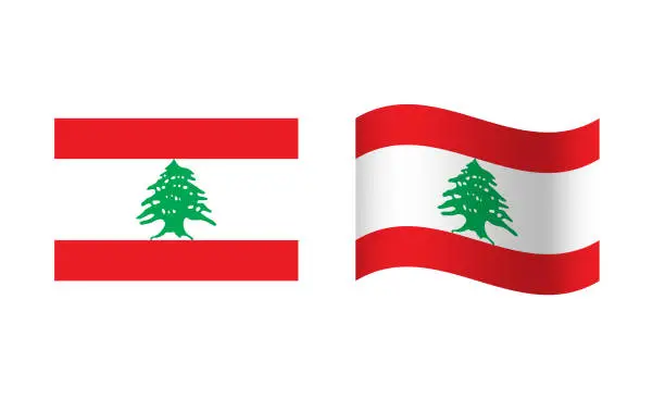 Vector illustration of Rectangle and Wave Lebanon Flag Illustration