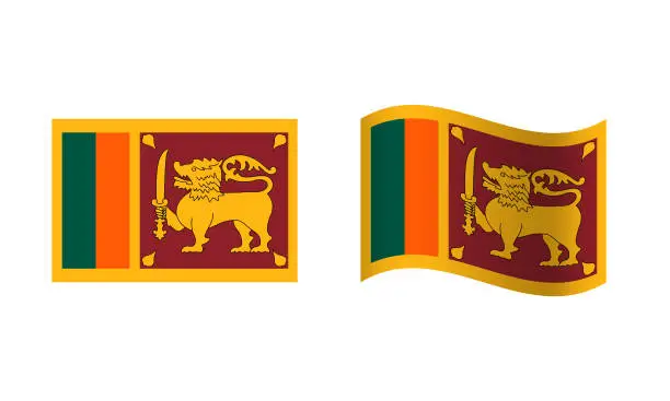 Vector illustration of Rectangle and Wave Sri Lanka Flag Illustration