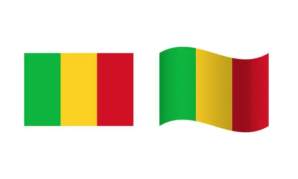 Vector illustration of Rectangle and Wave Mali Flag Illustration