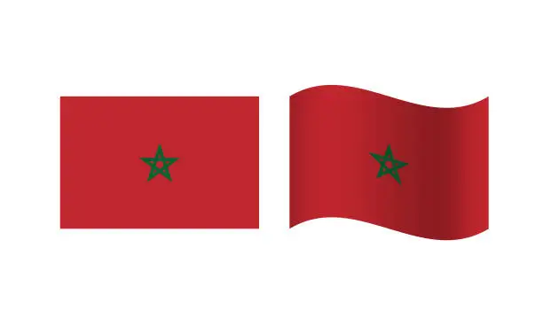 Vector illustration of Rectangle and Wave Morocco Flag Illustration