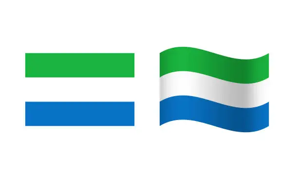Vector illustration of Rectangle and Wave Sierra Leone Flag Illustration