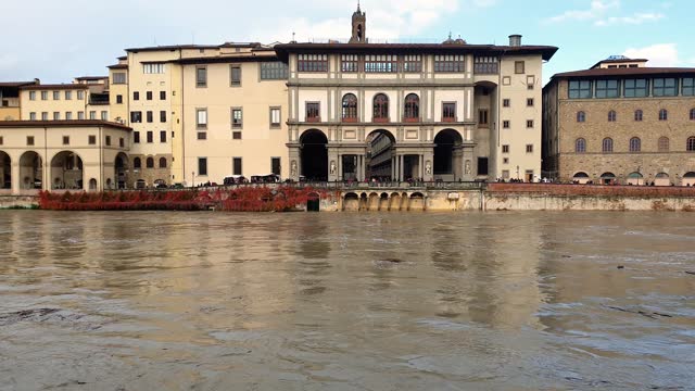 Arno river flood in Florence, Italy