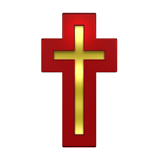 istock Gold - red cross isolated on white 179203197