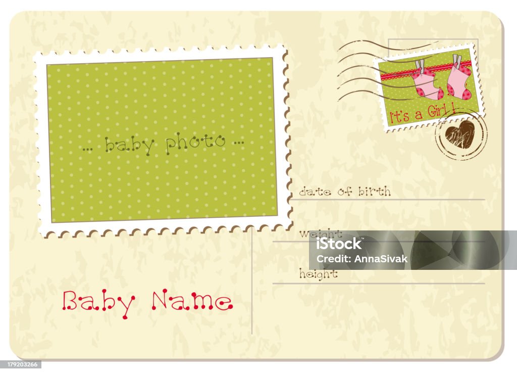 Baby объявление карта - Векторная графика It's A Girl - английское словосочетание роялти-фри