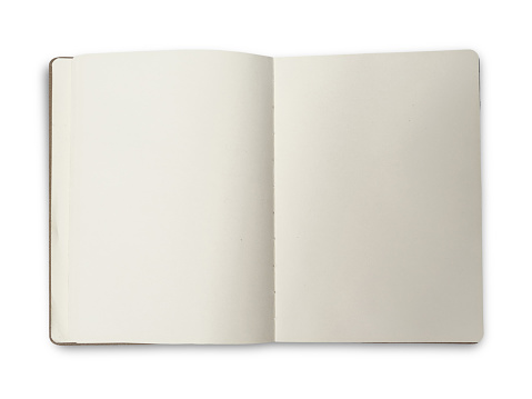 Blank empty copy space white open book, top view cut out isolated