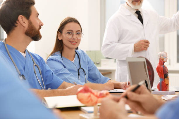 istock Doctor giving lecture for interns in university 1792043049
