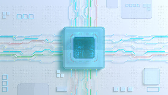 Electronic circuit board close up.