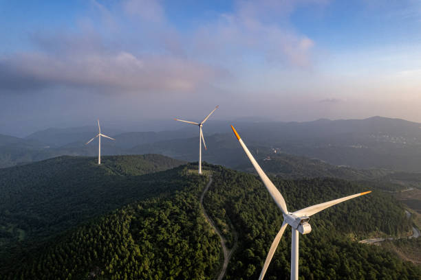 istock Wind turbines are installed in forested mountain ranges 1792069551