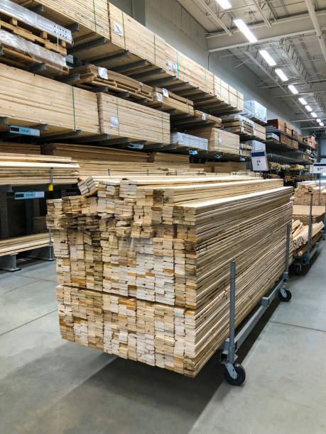 istock Stacks of cut lumber in store. 1792079396