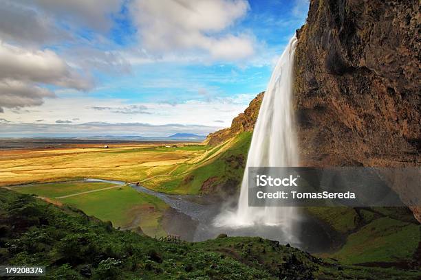 Waterfall In Iceland Seljalandsfoss Stock Photo - Download Image Now - Beauty In Nature, Blue, Cliff