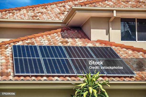 Solar Panels On Home Stock Photo - Download Image Now - Solar Panel, House, Rooftop