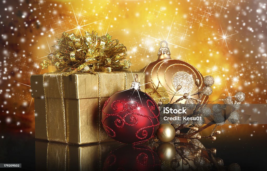 Christmas gift Christmas gift covered with snow Anniversary Stock Photo