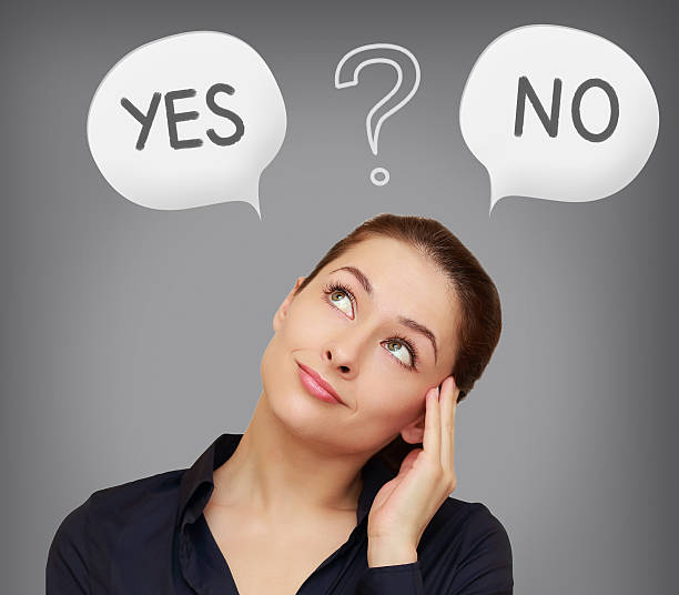 istock Business woman thinking yes or on in speech bubble 179210160