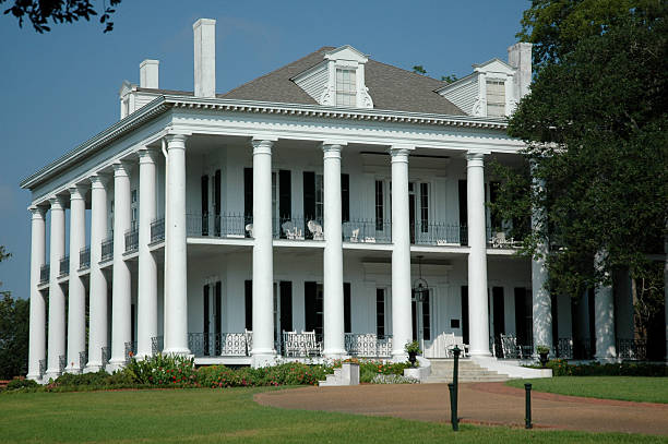 Shot of a beautiful greek revival mansion in Mississippi