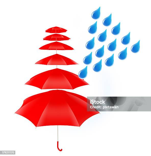 Rosso Ombrello E Pioggia - Fotografie stock e altre immagini di Bagnato - Bagnato, Cadere, Composizione verticale