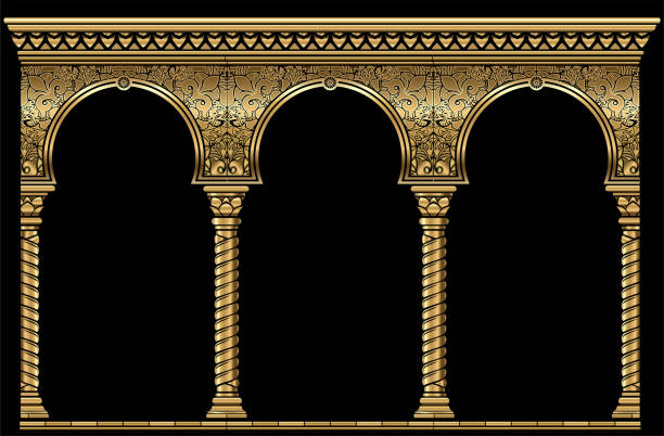 istock Cover postcard golden oriental vintage arch frame 1792113834