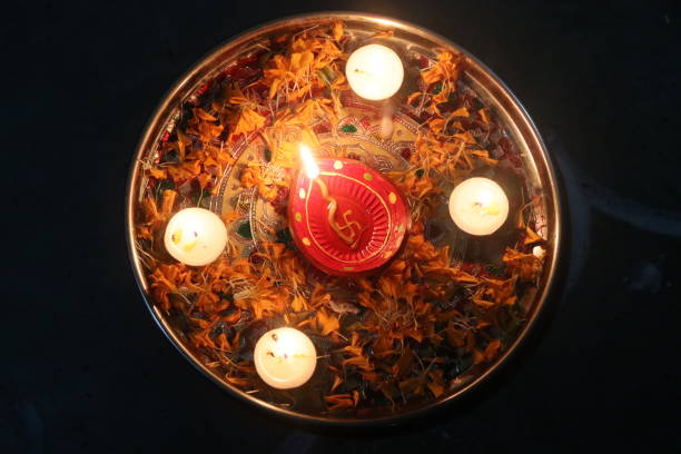 istock Diwali celebration with Diya in THALI 1792117085