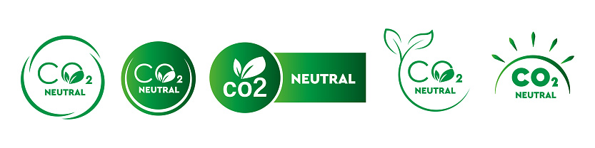 Clo2 Sticker Carbon Dioxide Neutral Vector Stickers Isolated On White Co2 Neutral ...