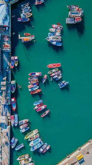 Small and colorful boats from top to bottom