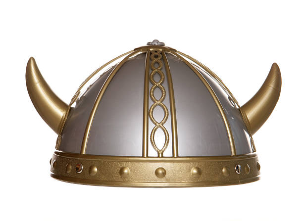 Gold and silver Viking helmet with studio cutout