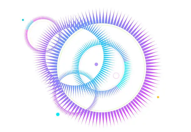 Vector illustration of Circles with light beams abstract background