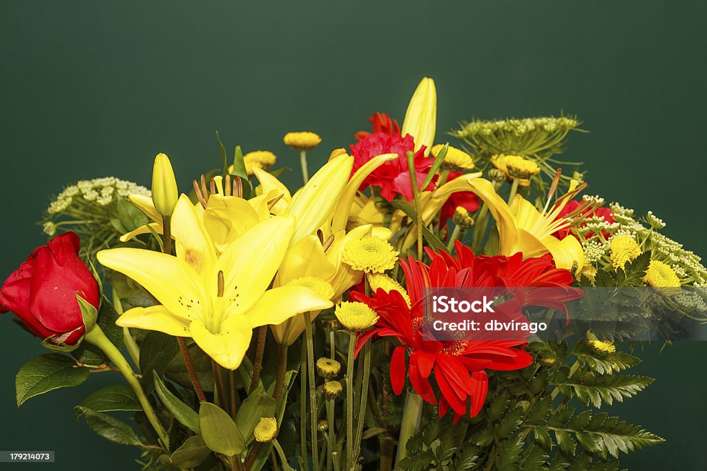 Bouquet di primavera su sfondo verde - Foto stock royalty-free di Bocciolo