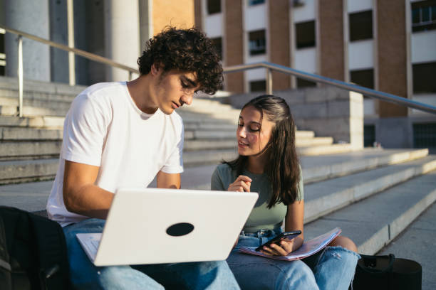 istock Young college students with casual clothes. 1792143147