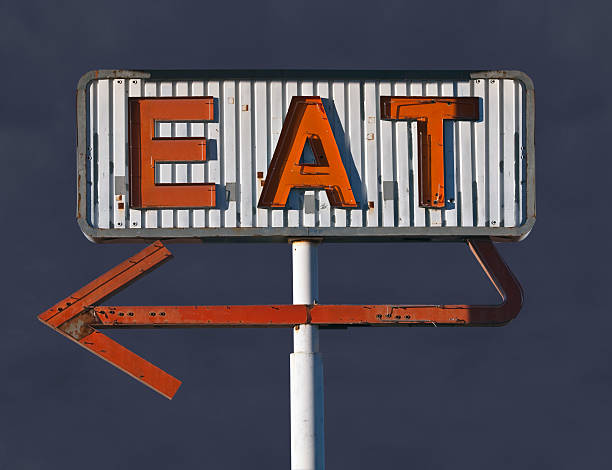 istock Vintage Eat Arrow Sign with Storm Sky 179215067