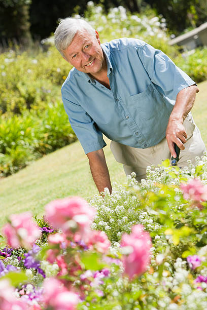 Senior man working in garden