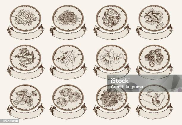 Niektóre Rodzaje Makaronu - Stockowe grafiki wektorowe i więcej obrazów Ravioli - Ravioli, Bazgroły - Rysunek, Bez ludzi