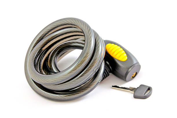 istock Steel cable bike lock 179216222