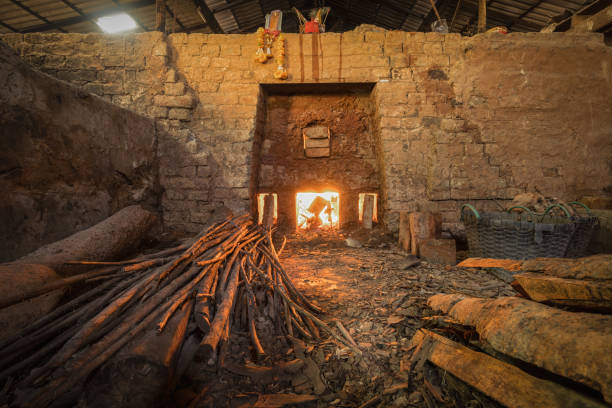 istock Old style wood fired pottery kiln for crafting dragon water jars in Ratchaburi, Thailand 1792166399