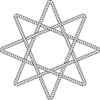outline regular octagram star rope icon